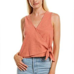 MADEWELL Texture & Thread Peach Sweet Dahlia Wrap-Tie Tank Top Size Small